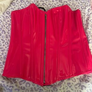 Hot Pink Steel Boned PVC Corset